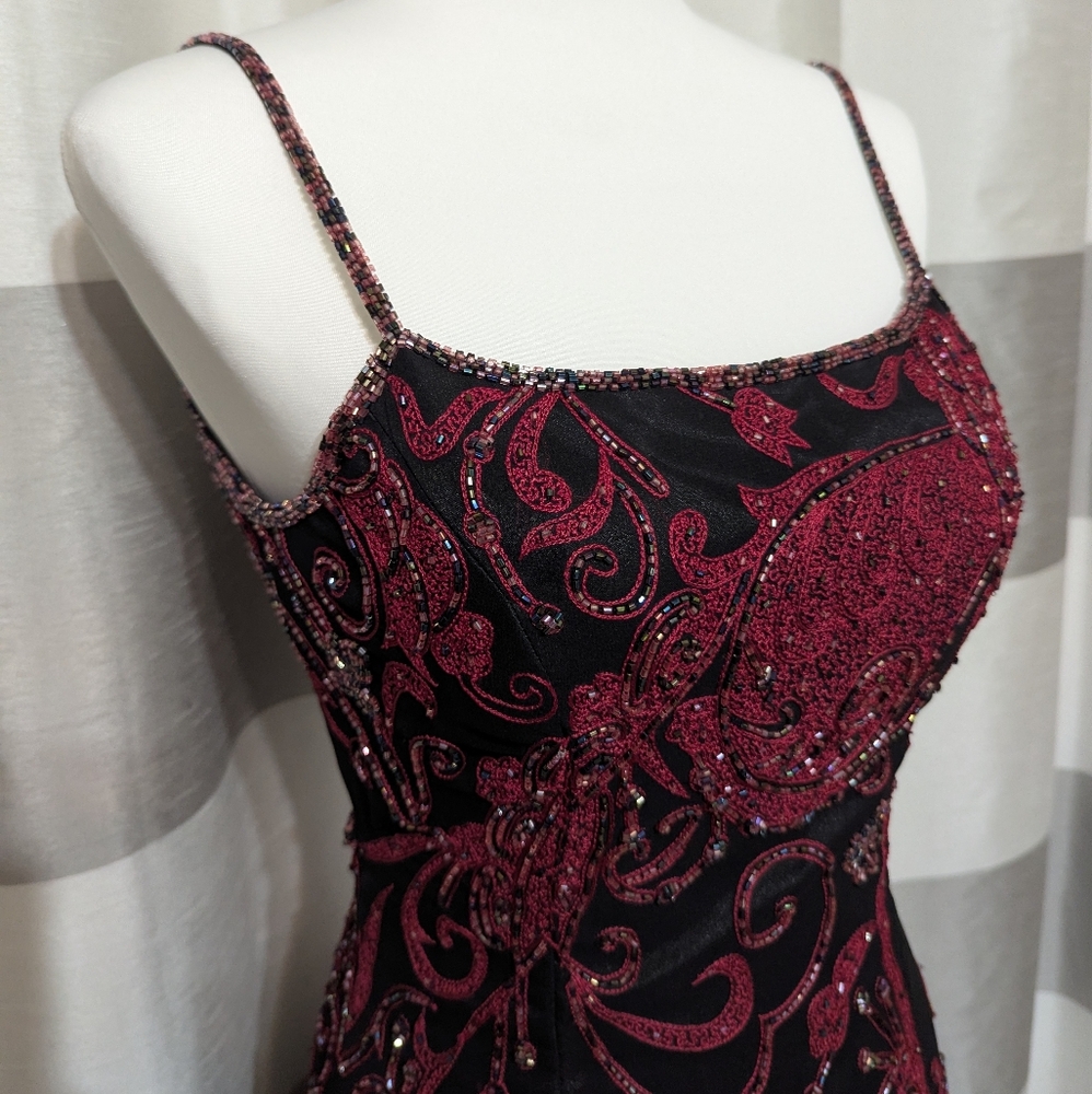 Mia Bella Couture Stunning Beaded Embroidered Open Back Silk Evening Gown - Picture 4 of 16